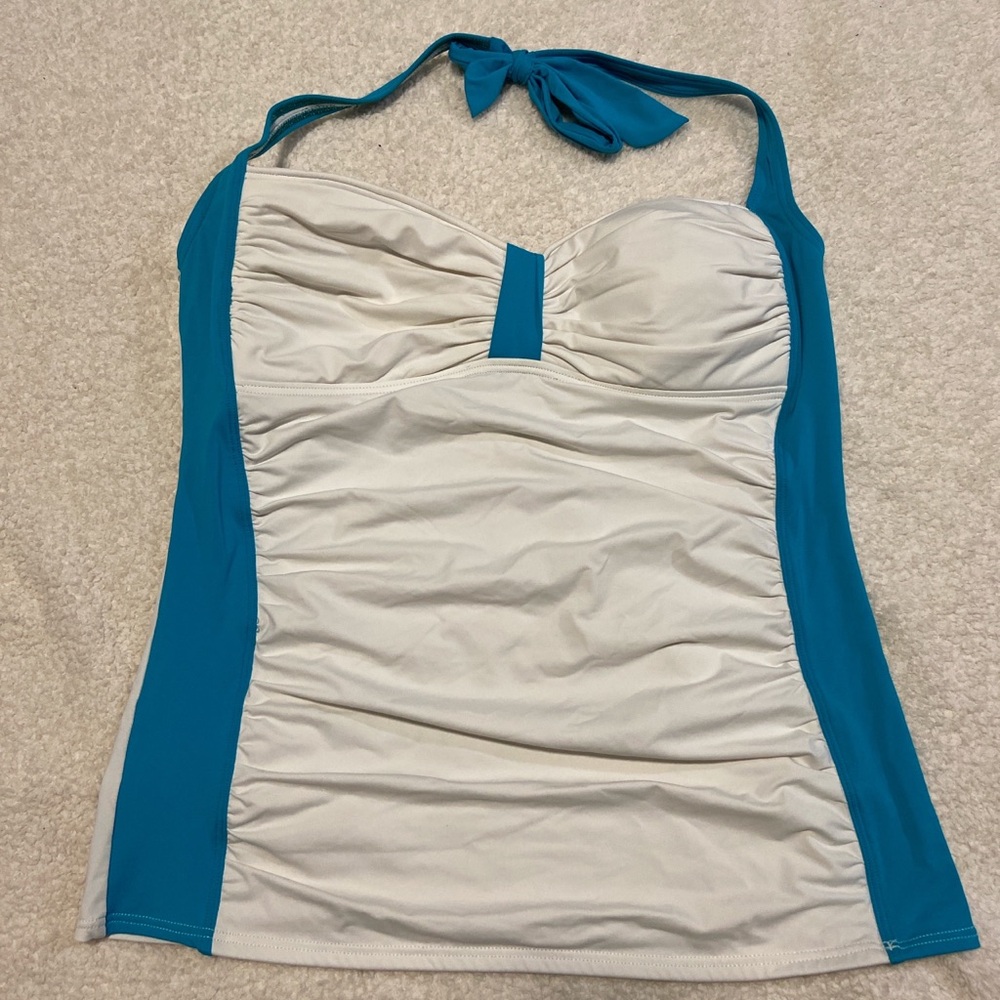 Tommy Bahama White and Blue women’s halter swimwear tankini top size XL
